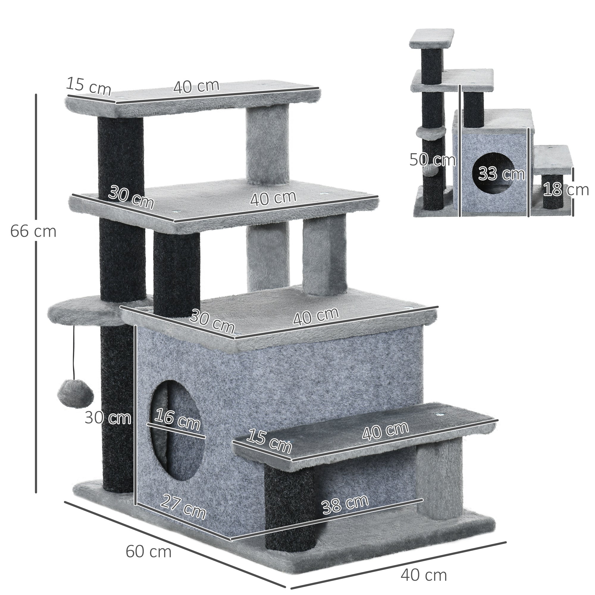 Adjustable Pet Stairs with Cat House