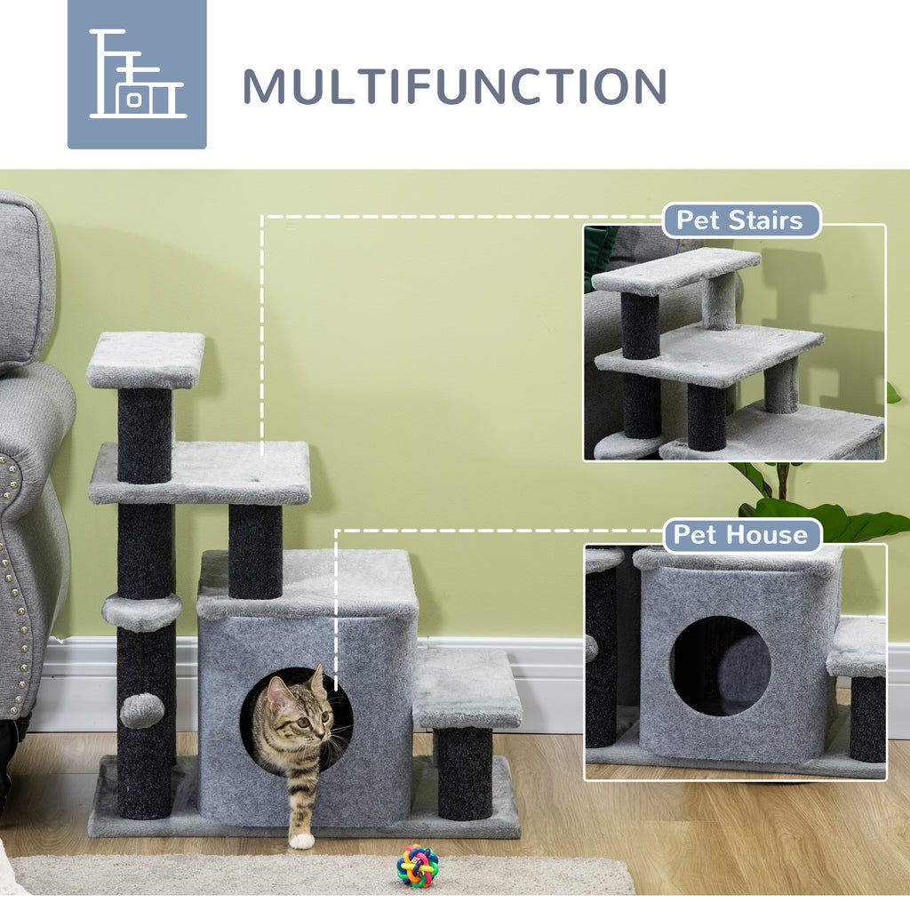 Adjustable Pet Stairs with Cat House